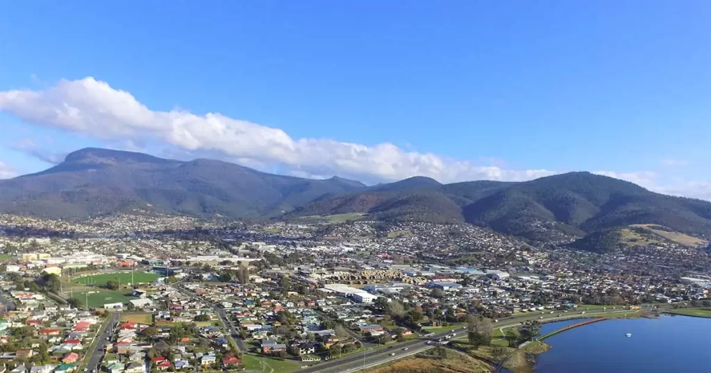 Glenorchy Buiding Inspections aerial view of glenorchy tasmania and hobart’s northern suburbs